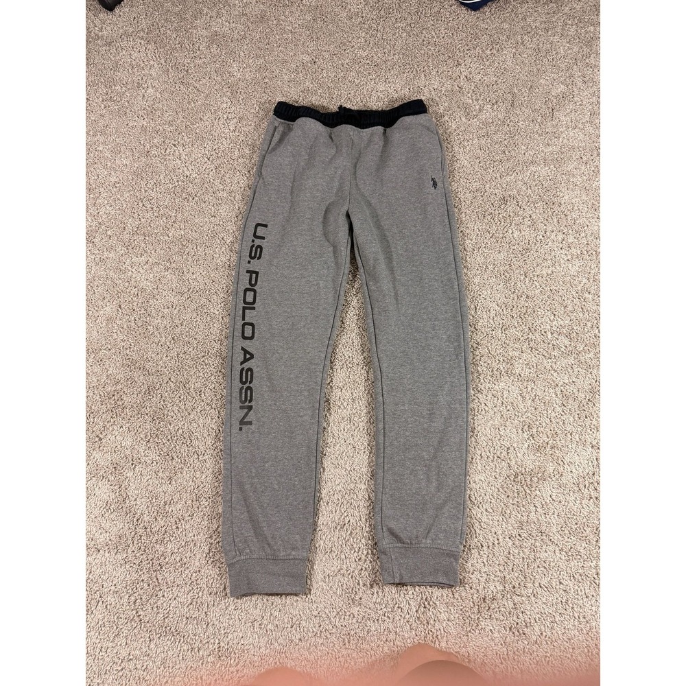 U.S.‎ Polo Assn Gray Jogger Sweatpants Fleece Lined Boys XXL (Men XS) Athletic